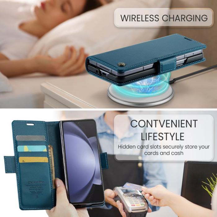 Caseme - CASEME Plånboksfodral Konstläder för Samsung Galaxy Z Fold5 5G - Blå