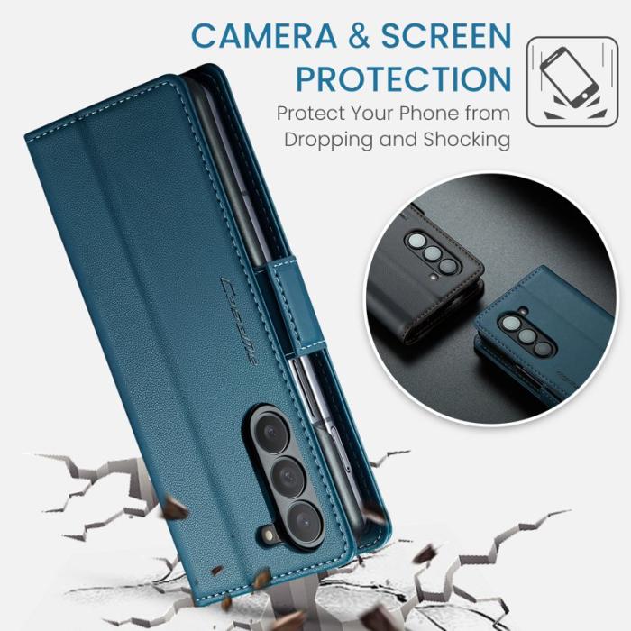 Caseme - CASEME Plånboksfodral Konstläder för Samsung Galaxy Z Fold5 5G - Blå