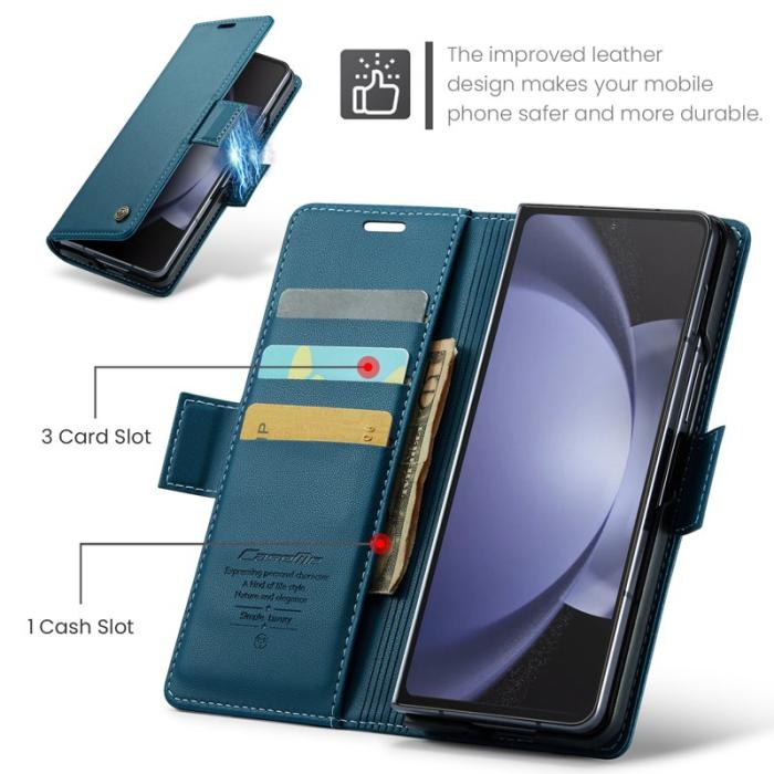 Caseme - CASEME Plånboksfodral Konstläder för Samsung Galaxy Z Fold5 5G - Blå