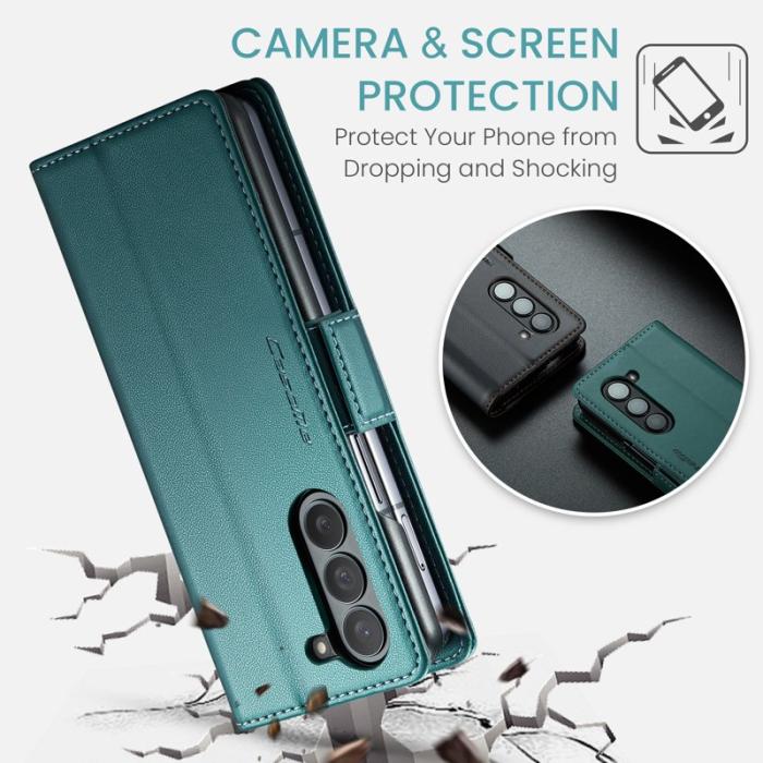 Caseme - CASEME Plånboksfodral Konstläder för Samsung Galaxy Z Fold5 5G - Grön