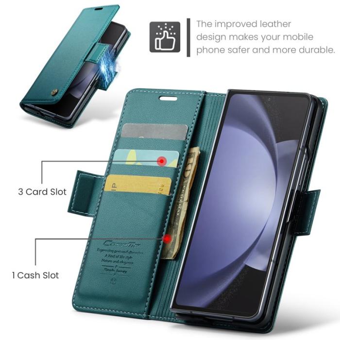 Caseme - CASEME Plånboksfodral Konstläder för Samsung Galaxy Z Fold5 5G - Grön