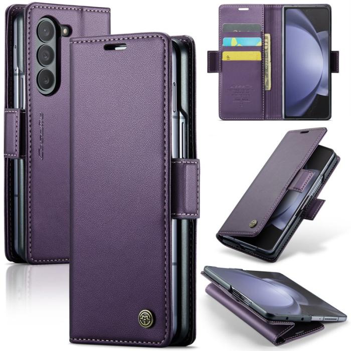 Caseme - CASEME Plånboksfodral Konstläder för Samsung Galaxy Z Fold5 5G - Lila