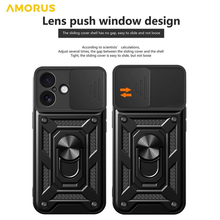 Amorus - AMORUS iPhone 17 Mobilskal Med Kameralinsreglage - Silver