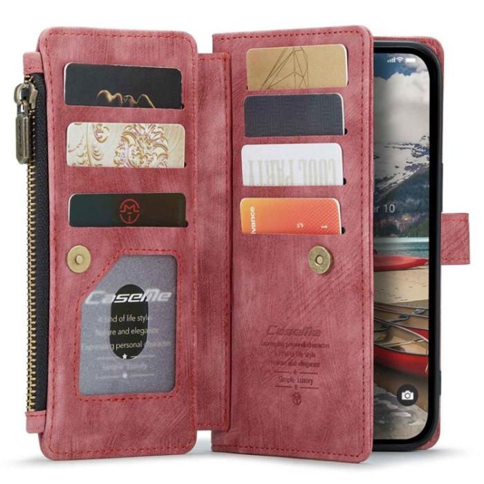 Caseme - CASEME iPhone 14 Pro Plånboksfodral C30 Zipper - Röd