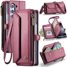 Caseme - CASEME Pl&aring;nboksfodral Konstl&auml;der till Samsung Galaxy Z Fold5 - Vinr&ouml;d