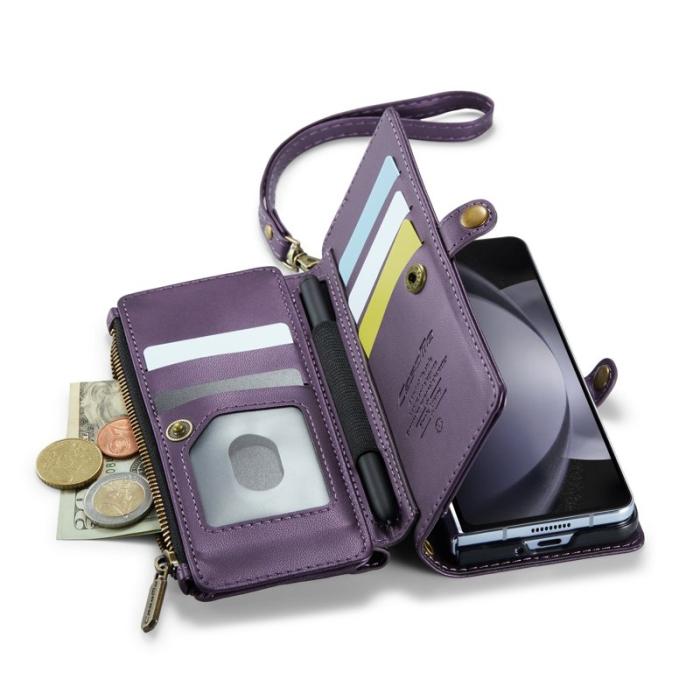 Caseme - CASEME Plånboksfodral Konstläder till Samsung Galaxy Z Fold5 - Lila