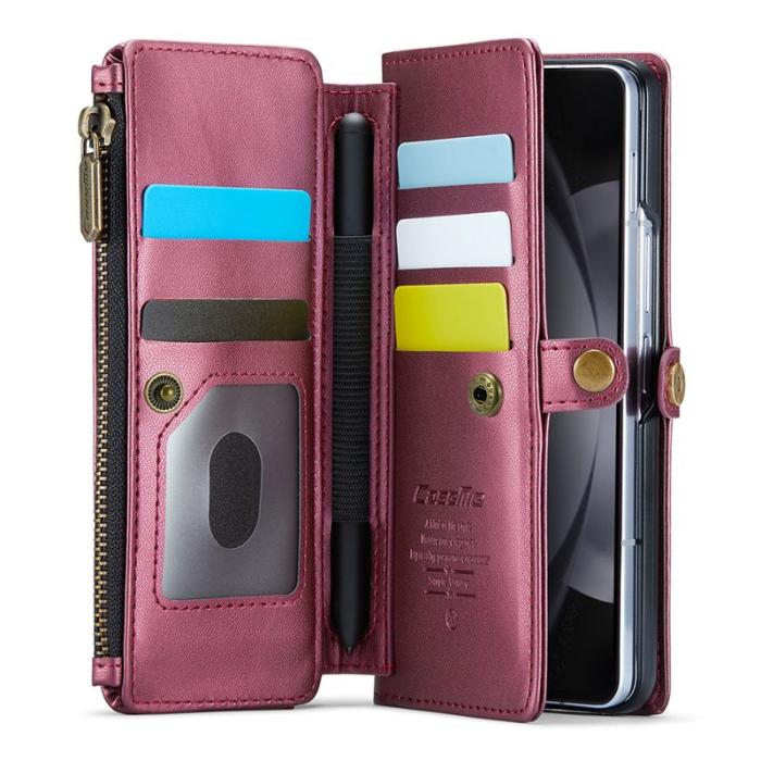 Caseme - CASEME Plånboksfodral Konstläder till Samsung Galaxy Z Fold5 - Vinröd