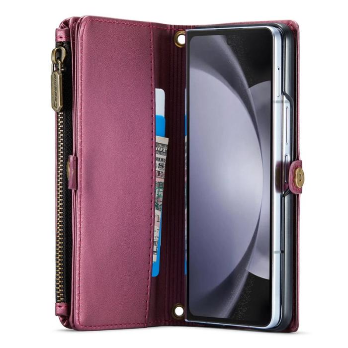 Caseme - CASEME Plånboksfodral Konstläder till Samsung Galaxy Z Fold5 - Vinröd