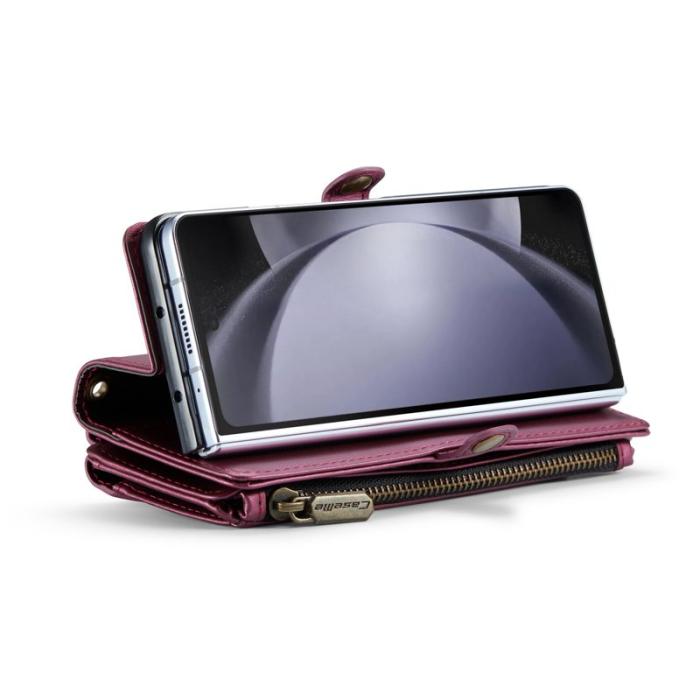 Caseme - CASEME Plånboksfodral Konstläder till Samsung Galaxy Z Fold5 - Vinröd