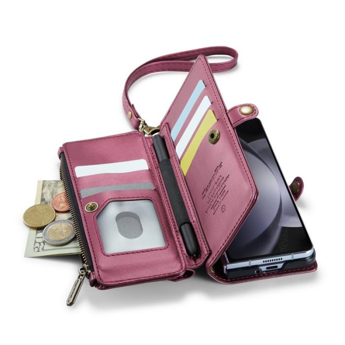 Caseme - CASEME Plånboksfodral Konstläder till Samsung Galaxy Z Fold5 - Vinröd