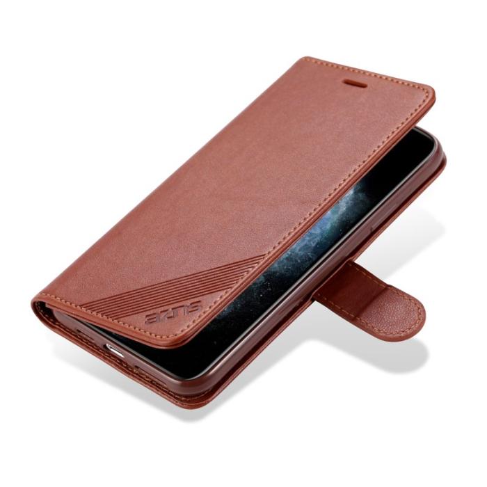 AZNS - AZNS Mobilskal till iPhone 13 - KonstLäder med Plånboksdesign - Brun