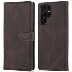 AZNS - AZNS Samsung Galaxy S22 Ultra 5G Pl&aring;nboksfodral Konstl&auml;der - Brun