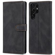 AZNS - AZNS Samsung Galaxy S22 Ultra 5G Pl&aring;nboksfodral Konstl&auml;der - Svart