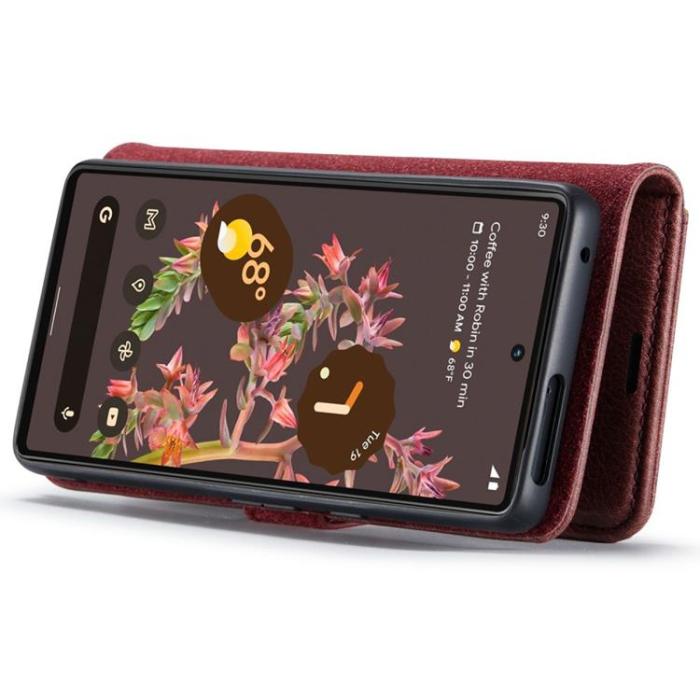 DG.MING - DG.MING Google Pixel 7 Plånboksfodral Detachable 2in1 Äkta läder - Röd