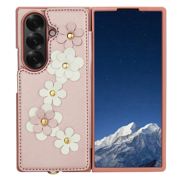 A-One Brand - Galaxy Z Fold7 Plånboksfodral Med 2 Remmar - Rosa