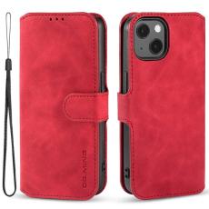 DG.MING - DG.MING iPhone 14 Plus Pl&aring;nboksfodral Retro Stil R&ouml;d Konstl&auml;der