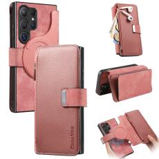 CASENEO - CASENEO MW-02 Pl&aring;nboksfodral f&ouml;r Samsung Galaxy S25 Ultra - Konstl&auml;der - Rosa