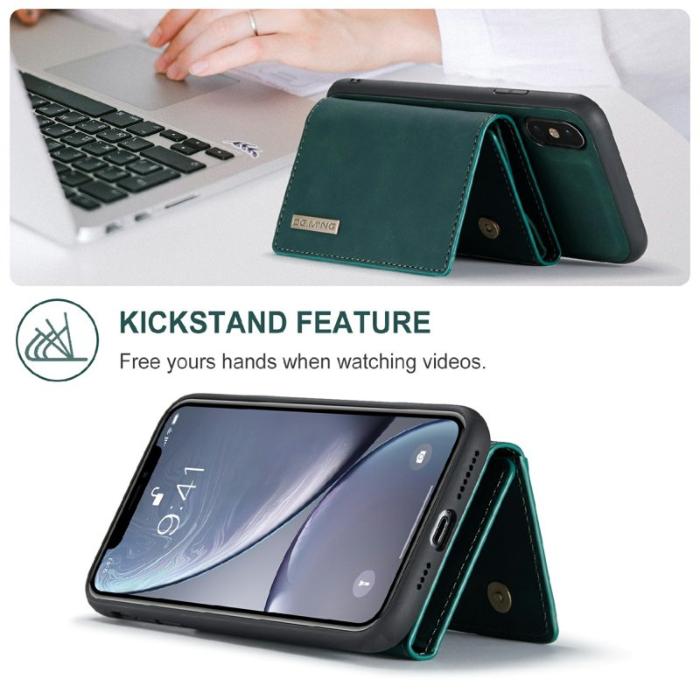 DG.MING - DG.MING M1 Series Mobilskal i Konstläder med kickstand för iPhone X/XS - Grön