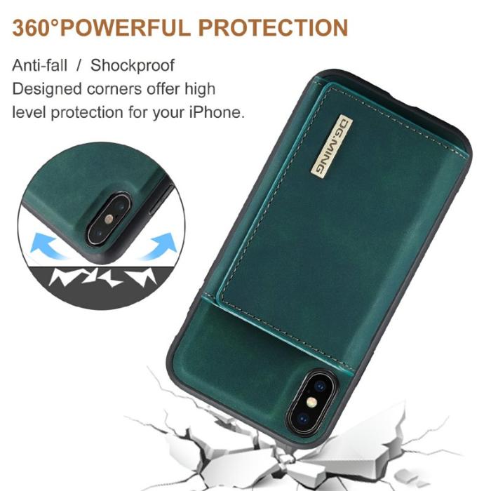 DG.MING - DG.MING M1 Series Mobilskal i Konstläder med kickstand för iPhone X/XS - Grön