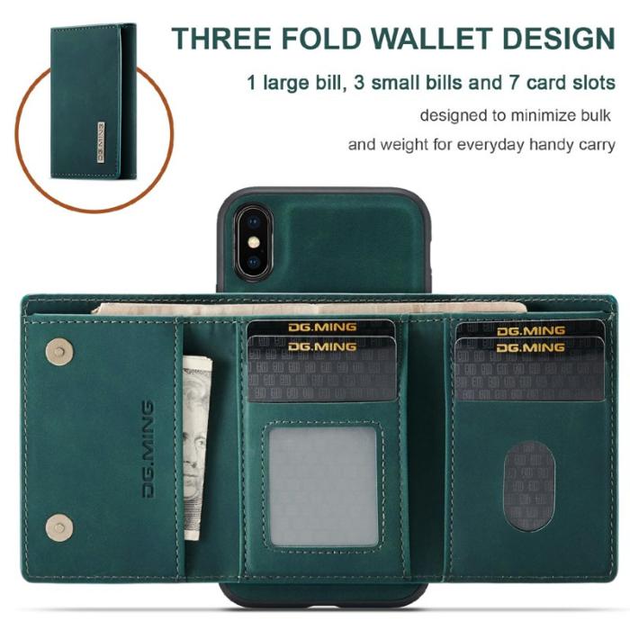 DG.MING - DG.MING M1 Series Mobilskal i Konstläder med kickstand för iPhone X/XS - Grön