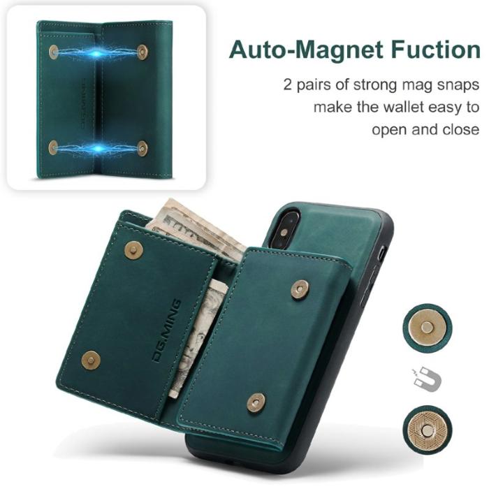 DG.MING - DG.MING M1 Series Mobilskal i Konstläder med kickstand för iPhone X/XS - Grön