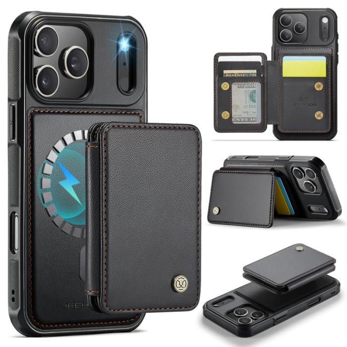 JEEHOOD - JEEHOOD J05 Mobilskal till iPhone 17 Pro Läder med Magnetficka - Svart