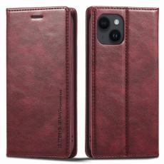 LC.imeeke - LC.IMEEKE iPhone 15 Pl&aring;nboksfodral i Konstl&auml;der - RFID-blockerande - R&ouml;d