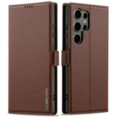 LC.imeeke - LC.IMEEKE L1 Series Samsung Galaxy S25 Ultra Pl&aring;nboksfodral Konstl&auml;der - Brun