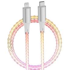 QUALO - QUALO USB-C till Lightning Kabel 1M 3A Glowing - Vit/Silver