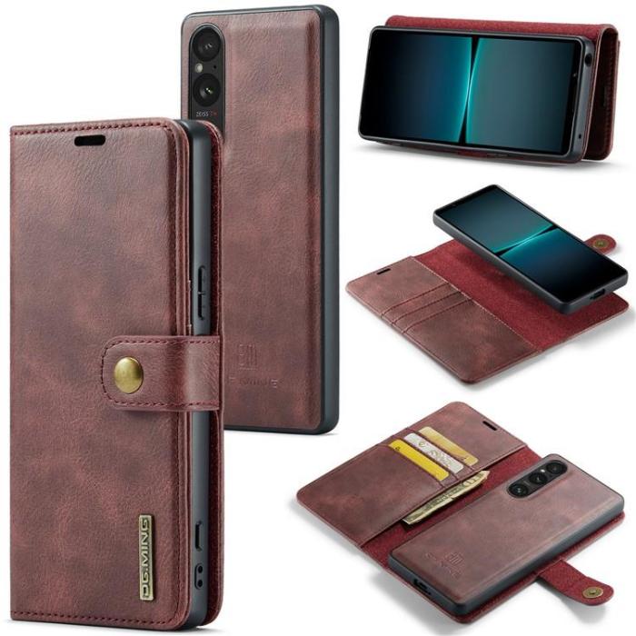 DG.MING - DG.MING Sony Xperia 1 V Plånboksfodral Äkta Läder 2in1 - Röd