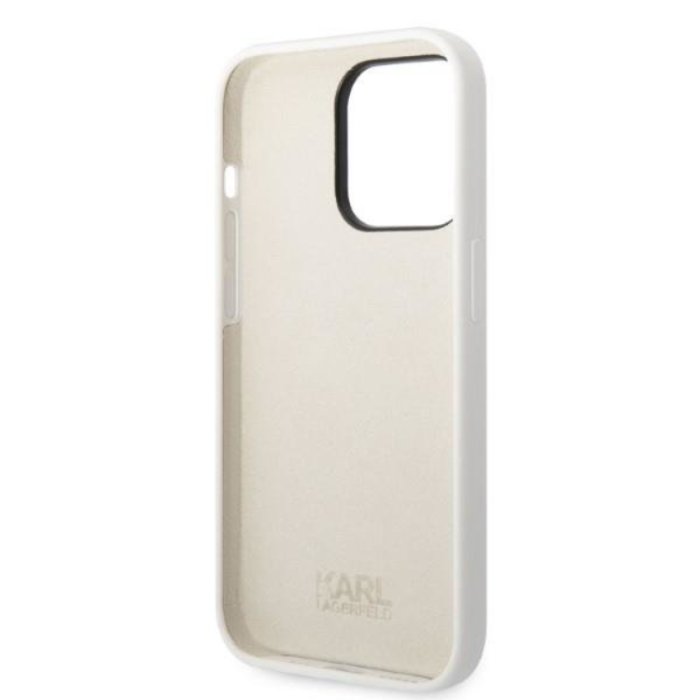 KARL LAGERFELD - Karl Lagerfeld iPhone 14 Pro Skal Silicone Ikonik - Vit