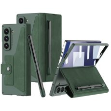 GKK - GKK Galaxy Z Fold 7 Plånboksfodral Pennhållare Med Härdat Glas - Grön
