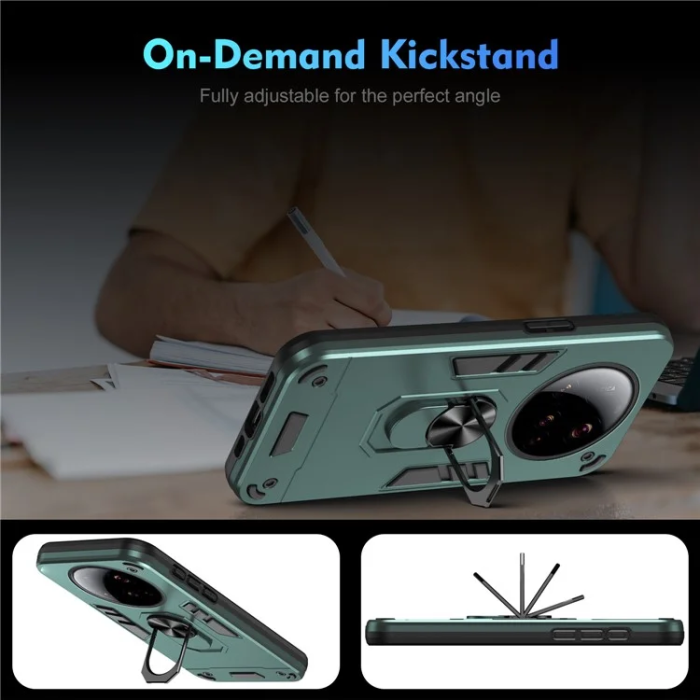 A-One Brand - Xiaomi 15 Ultra Mobilskal Defend Ring Kickstand - Grön