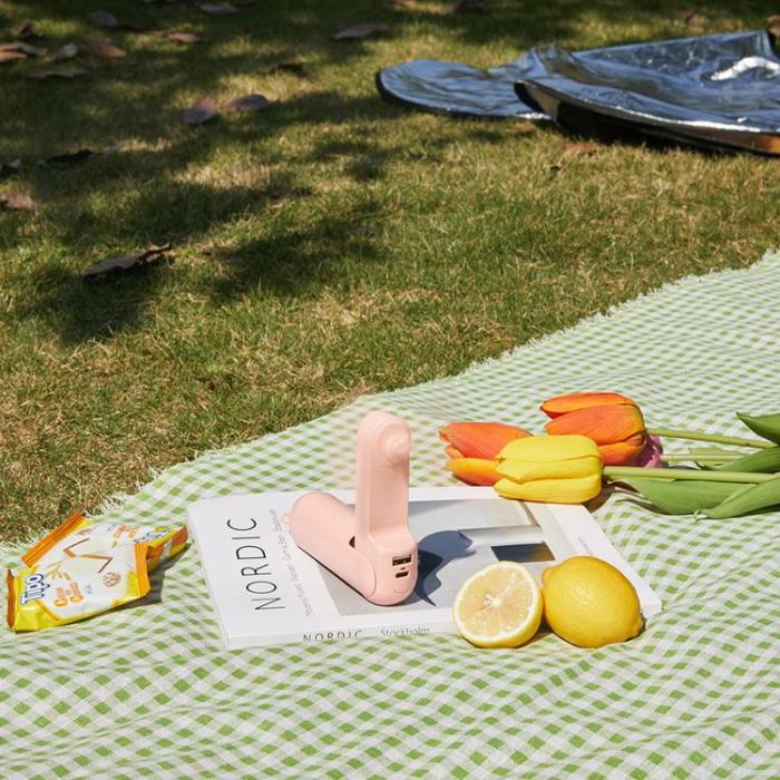 Jisulife - Jisulife Bärbar USB Mini Handfläkt med Powerbankfunktion 2000mAh Life8 - Rosa