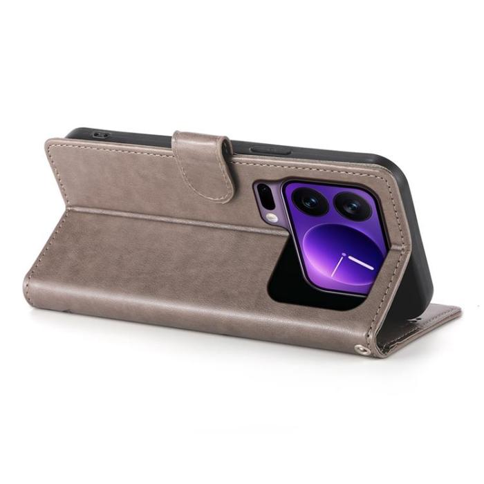 A-One Brand - Xiaomi 17 Pro Plånboksfodral Floral Imprint Med Handledsrem - Grå