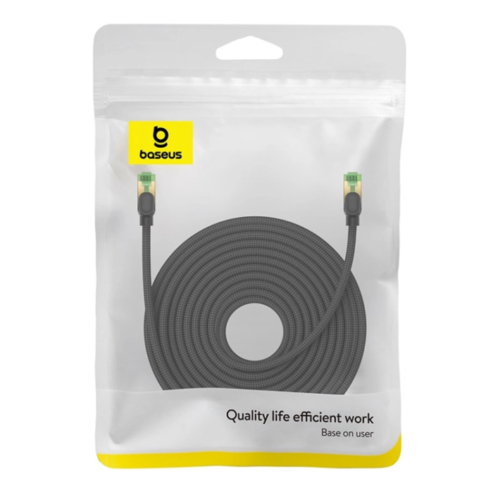 BASEUS - Baseus snabb RJ45 Cat 8 Nätverkskabel 40Gbps 20m - flätad Svart