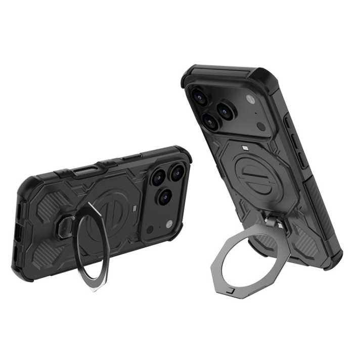 A-One Brand - iPhone 17 Pro Max Mobilskal Rotating Kickstand - Svart