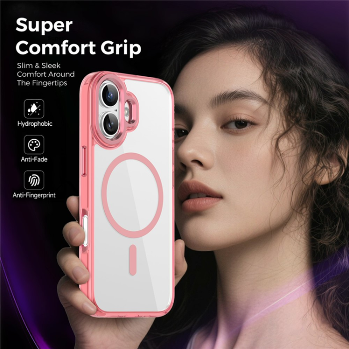 A-One Brand - iPhone 17 Mobilskal MagSafe TPU+PC Transparent - Rosa
