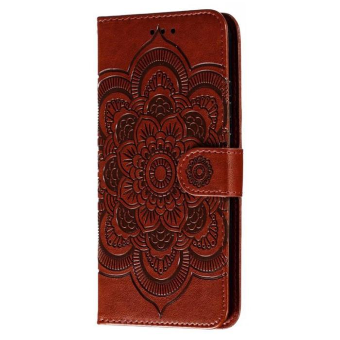 OEM - Samsung Galaxy S26 Plånboksfodral Konstläder Mandala Tryckt Design - Brun