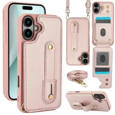 A-One Brand - iPhone 17 Mobilskal korthållare Med Axelrem - Roséguld