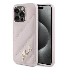 KARL LAGERFELD - Karl Lagerfeld iPhone 15 Pro Max Mobilskal Quilted Script - Rosa