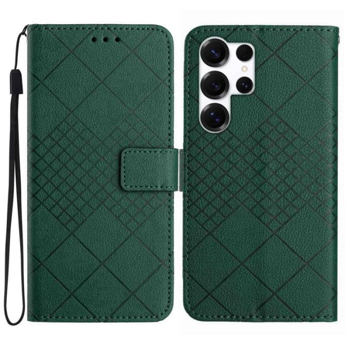 OEM - Samsung Galaxy S26 Ultra Plånboksfodral Imprint Konstläder Flip - Grön