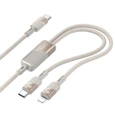 Hoco - HOCO USB-C till USB-C/Lightning Kabel 100W 5A 1.2m U139 - Guld