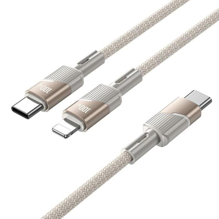 Hoco - HOCO USB-C till USB-C/Lightning Kabel 100W 5A 1.2m U139 - Guld