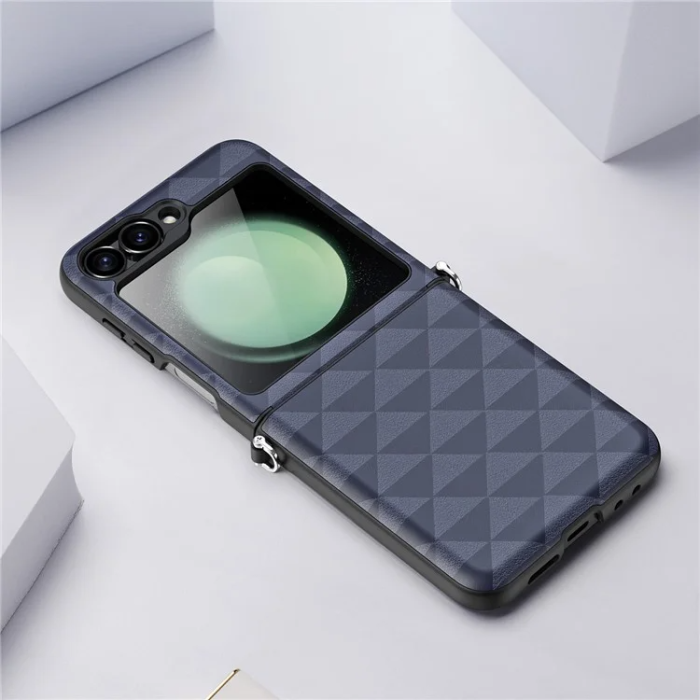 Dux Ducis - Dux Ducis Galaxy Z Flip 6 Mobilskal Fitt Rhombus Läder - Blå