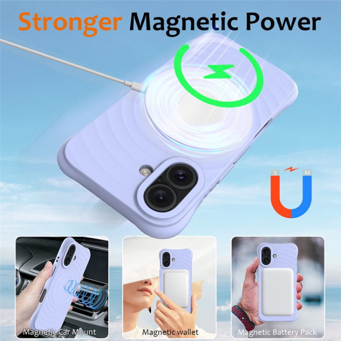 A-One Brand - iPhone 17 Mobilskal MagSafe Silikon Ripple Liquid - Lila