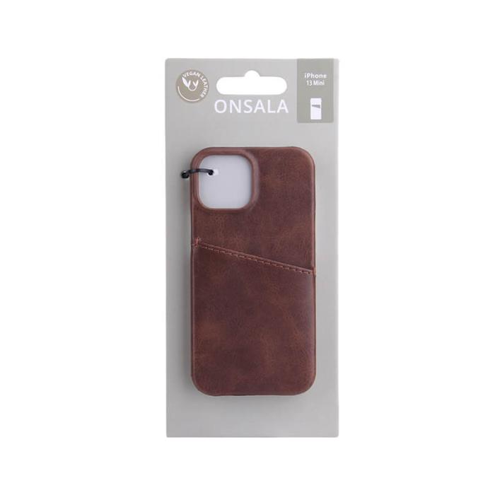Onsala - Onsala Mobilskal med Kortfack till iPhone 13 Mini - Brun