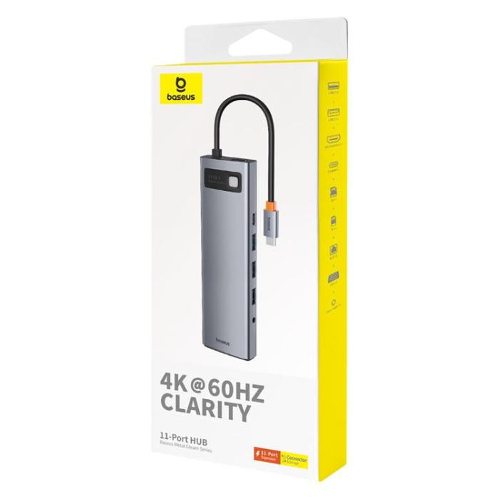 BASEUS - Baseus 11in1 HUB USB-C Till USB-C / 3x USB-A 3.0 - Grå