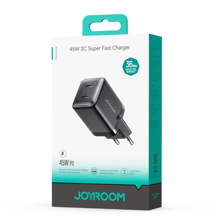 Joyroom - JOYROOM GaN Snabbladdare 45W USB-C EU JR-TCG17 - Svart