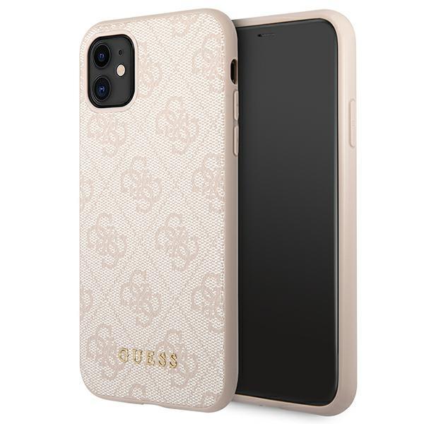 Guess Mobilskal till iPhone 11 pink MagSafe 4G Metal Logo - Guld